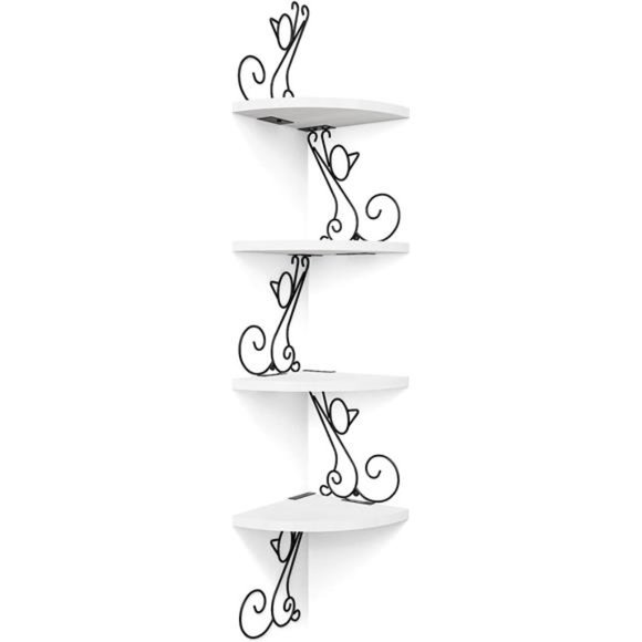 Floating Corner Wood Shelves,4 Tier Wall Mounted Rustic Storage Shelf,Cat Shaped - Picture 1 of 5